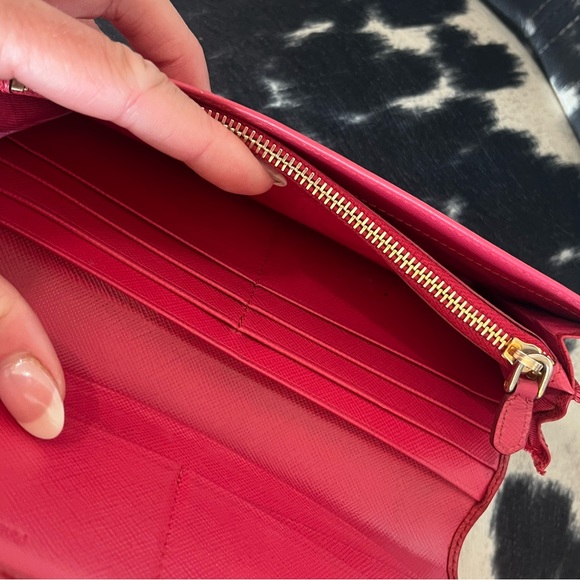 Prada Red & Pink Leather Long Wallet - Picture 6 of 13